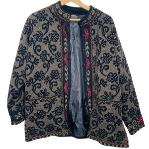 Vintage Icelandic Design Wool Blend European Button Closure Sweater